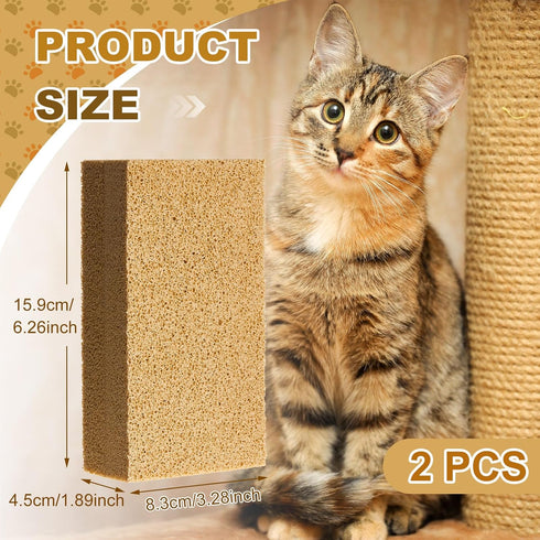 RimCereal 6.26 3.28 1.89 Inch(Khaki,2 Pack) Pet Hair Remover Sponge Cat and Dog Hair Sponge Rubber Pet Fur Lifter