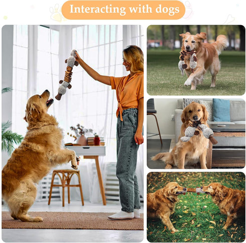 Qiiiiian Squeaky Dog Toys, Stuffed Large Dog Toys to Keep Them Busy, Interactive Plush Chew Toys with Crinkle Paper