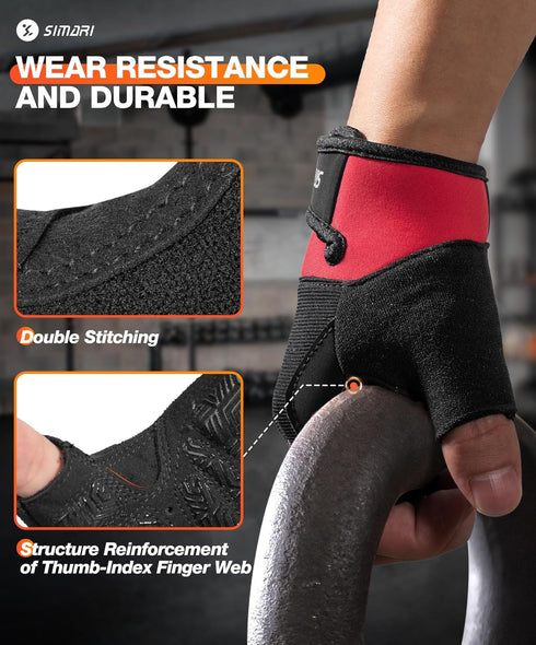SIMARI Breathable Workout Gloves for Men & Women, Weight Lifting Gloves with Padded, Grip, Full Palm Protection, Gift