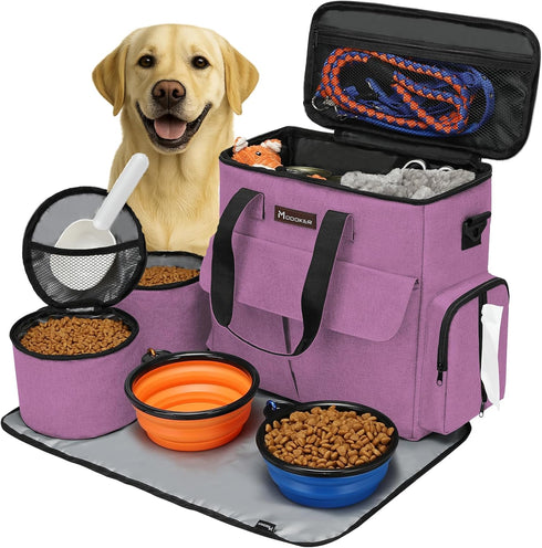 Modoker Dog Food Tote Bag, Airline Approved Pet Gear Travel Set Portable