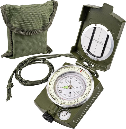 Hiking Compass for Survival, Waterproof Durable Pocket-Sized Tactical Compass with Lanyard & Pouch for Navigation