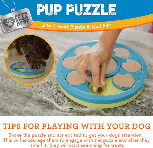 Trimmer, Pup Puzzle Interactive Dog Nail File Treat Dispensing Toy, Mentally Stimulating Nail Paw Care and Play Toy |
