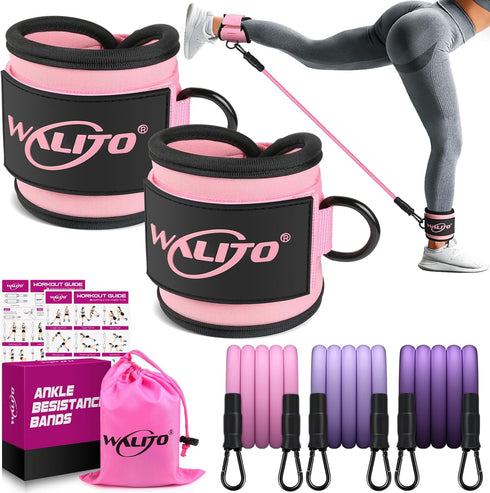 WALITO Ankle Resistance Bands with Cuffs, Exercise Bands for Legs and Butt, Booty Workout Equipment