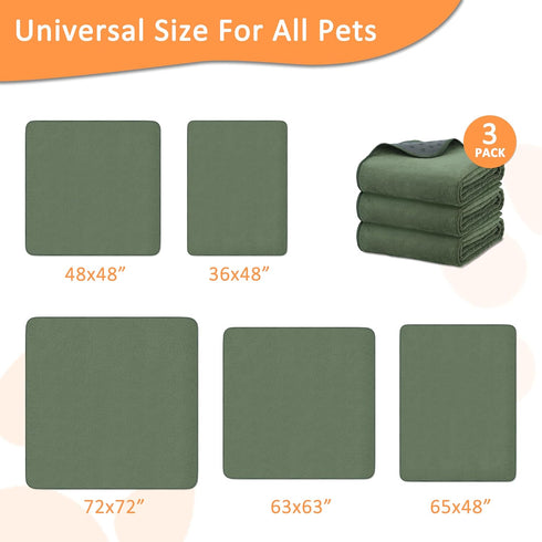 3 Packs 63'' 63'', Bunlitent Extra Large Washable Pee Pads for Dogs x Non-Slip Waterproof Whelping Pads, Fast Absorbent