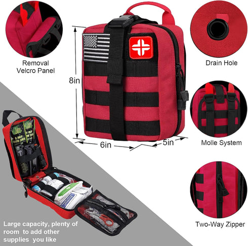 LUXMOM Survival Kit and First Aid Kit - 142Pcs Professional Gear with Molle Pouch for Men Camping