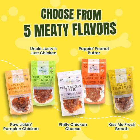 Mika & Sammy's Gourmet Chicken Jerky Dog Treats Made in USA, Kiss Me Fresh Breath, 5oz Bag