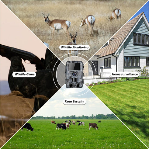 LANTOOCAM 60MP 32GB IP66 120Wide-Angle H.264 MP4 Trail Camera, Hunting Camera with WiFi, TF Card, Night Vision, Motion