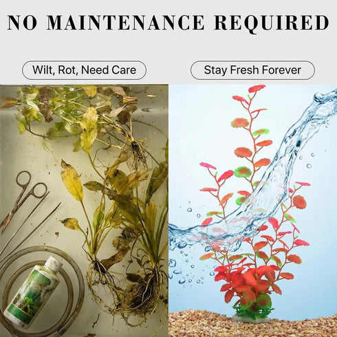 LIYAOLI 2 Pack Aquarium Artificial Plants Tall Realistic Fish Tank Plants Decor with Stable Base, Safe Soft Leaves