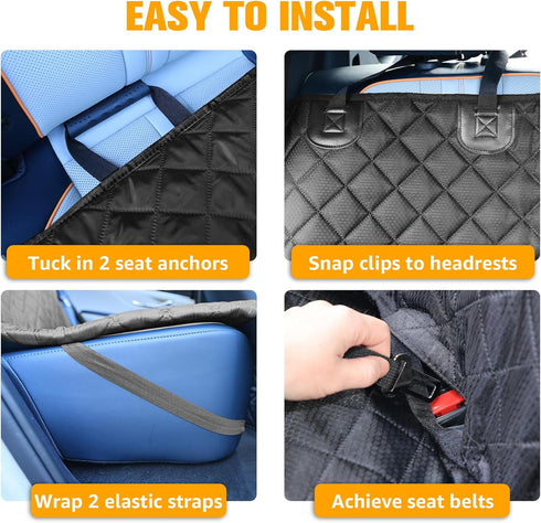 LIFTGO Waterproof Dog Car Seat Cover - Scratchproof Bench Cover for Back Seat, Universal Fit for Cars/Trucks/SUVs