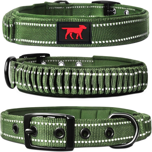 Heavy Duty Dog Collar With Handle | Ballistic Nylon Collar | Padded Reflective Collar with Adjustable Stainless Steel