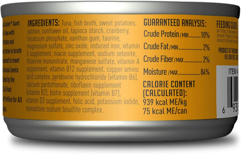 PETITE CUISINE Grain Free Wet Cat Food, Aunt Molly's Tuna and Salmon with Sweet Potato, 2.8oz, 24 cans