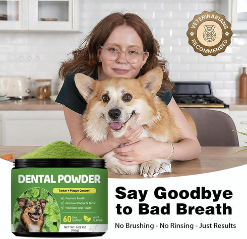 Xuaobamm 75 Dog Dental Powder, Teeth Cleaning Powder for Dogs, Plaque & Tartar Remover for Pet Oral Care - Fresh Breath