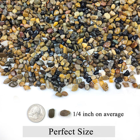 5lbs Aquarium Gravel, Pea Gravel for Indoor Plants, 1/4 Inch Decorative River Rocks for Fish Tank