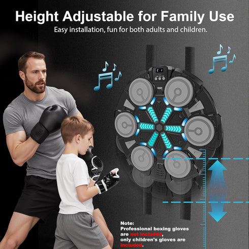 Lights,2 3-12+ Music Punching Machine for Kids Adults,Bluetooth Wall Mounted Boxing Trainer with Gloves,Rhythm Player