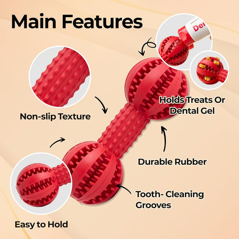 JAYU PET Toothbrush Toy Dog Chew Toy for Aggressive Chewers, Durable Dental Toy for Small & Medium Dogs, Teeth Cleaning