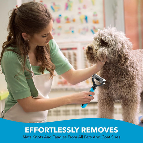 BOSHEL Dematting Comb for Dogs - Undercoat Rake Brush for Pets, Dematting Tool for Cats and Dogs