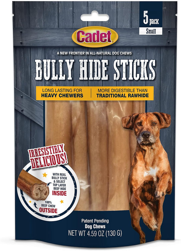 Cadet Bully Hide Sticks for Small Dogs, All-Natural Beef Pizzle, Limited-Ingredient Long-Lasting