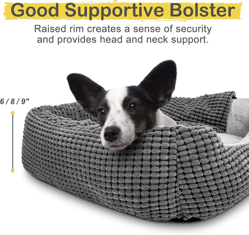 GASUR Dog Beds for Large Medium Small Dogs, Rectangle Cave Hooded Blanket Puppy Bed, Warmth and Machine Washable (20
