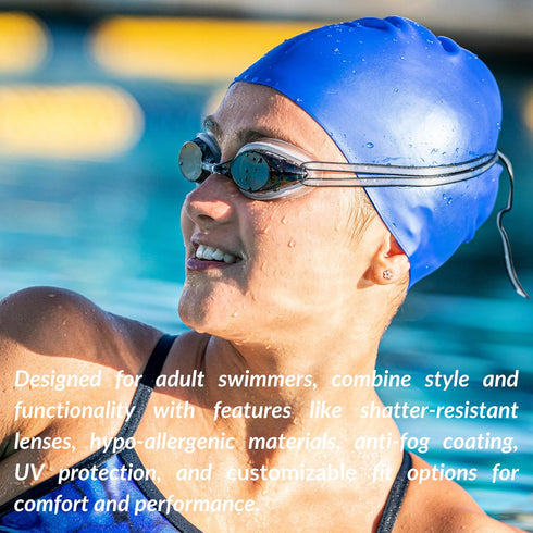 Sporti Unisex Adult Swimming Goggles, Antifog Swim Goggles for Men & Women, Shatter-resistant, Double Straps