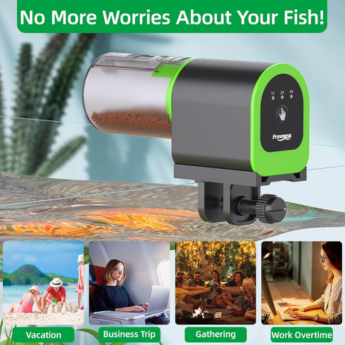 FREESEA Automatic Fish Feeder for Aquarium: Small USB Rechargeable Auto Fish Food Dispenser with Timer for Vacation