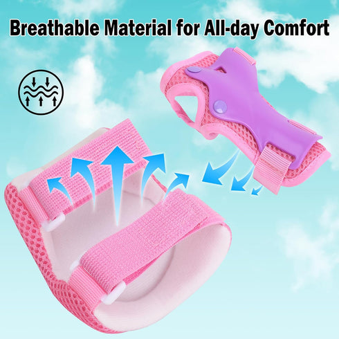 Kids Protective Gear Set, Knee Pads, Elbow Pads, Wrist Guards for Ages 2-7