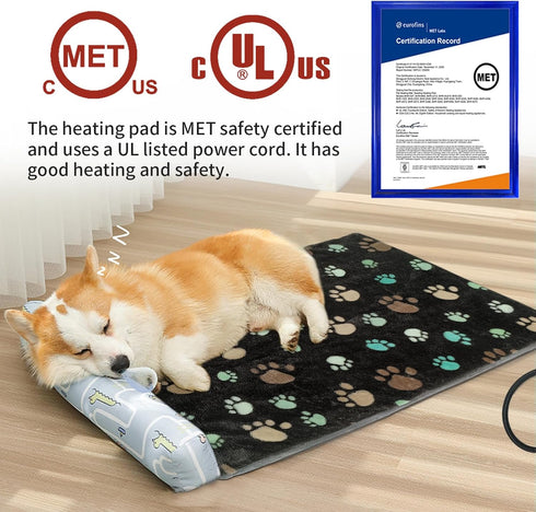 Dog Heating Pad 32x20in, Waterproof Pet Heating Pad with Smart Thermostat, Plush Fabric Cover for Whelping Supplies