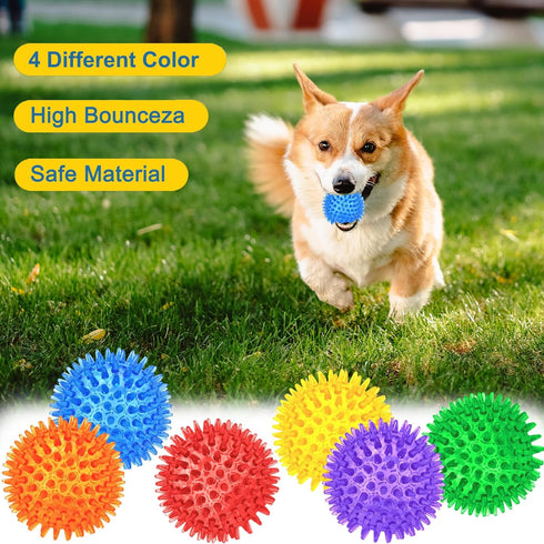 12 Pack 2.5 Inch Squeaky Dog Toy Balls, Spikey Chew Toys for Medium Large Small Dogs