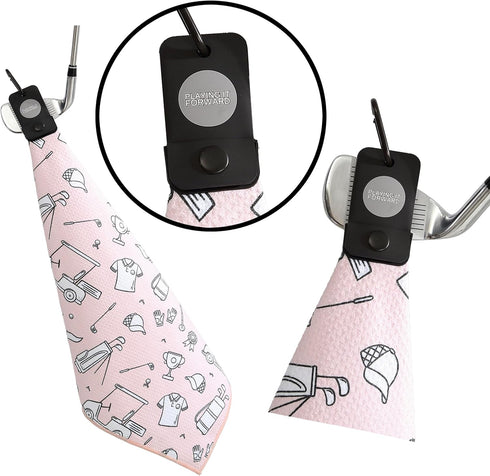 Magnetic Golf Towel with Clip for Men & Women - Fun Doodle Sketch Pattern Waffle Weave Microfiber Golf Towel