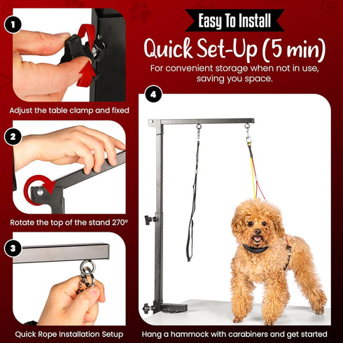 INNOVAROMZ Hammock 4 Dog Grooming Arm with Clamp & Pet Grooming | Extra Bundles | Dog Grooming Stand with Grooming