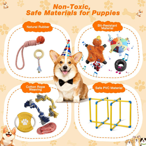 Tengantongda 9 Upgraded Puppy Play Gym with Hanging Toys, Reinforced Frame & Strong Suction CupsRemovable Dog