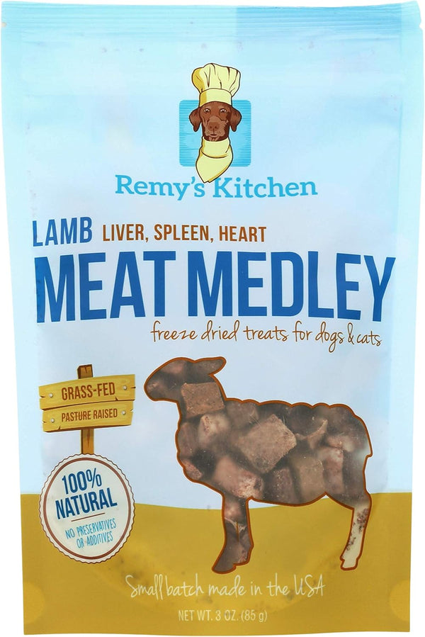 Lamb Meat Medley Freeze-Dried Treats for Dogs and Cats 3 oz, USA Sourced Locally