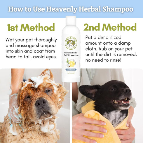 Wholistic Pet Organics Pet Shampoo Concentrate - Herbal Organic Dog Shampoo for Dry, Itchy Skin