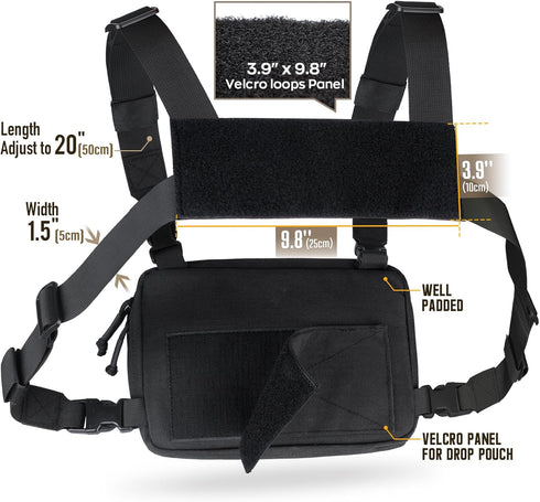 WYNEX Tactical Chest Rig Bag, Molle Chest Pouch Utility Recon Kit Bag