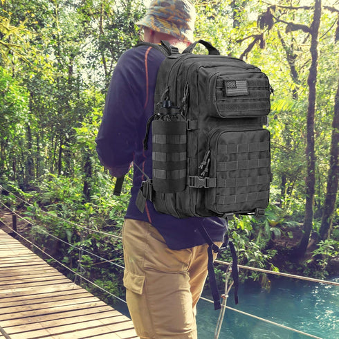 FRTKK Tactical MOLLE Water Bottle Pouch, Military Holder Bag with Drawstring Open Top & Mesh Bottom for Sports Travel
