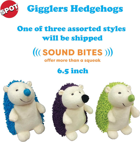 SPOT Gigglers Hedgehog Dog Toy with Giggle Sound | Textured, Plush Shake and Wiggle Hedgehog Giggle Toy for Small