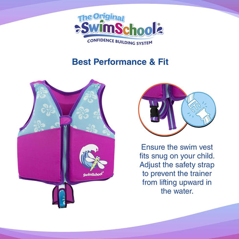 SwimSchool Kids Swim Trainer Vests for Toddlers Ages 2-6 – Boys/Girls – Multiple Colors and Styles