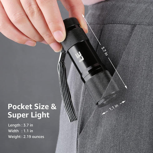 Lighting EVER Black Light Flashlight - Small UV Lights 395nm, Portable Ultraviolet Light Detector, AAA Batteries