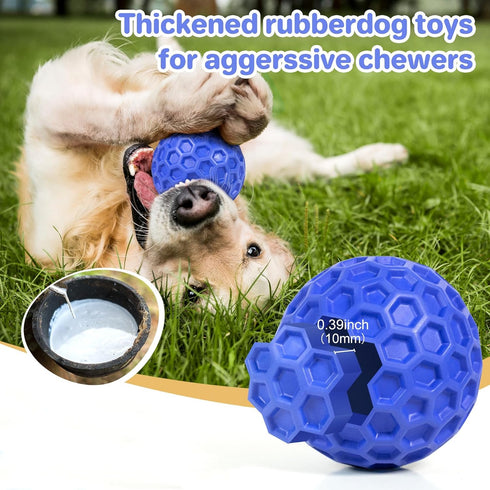 Indestructible Squeaky Dog Ball, Relieves Anxiety, Cleans Teeth, Interactive Chew Toy for Large Breeds, Outdoor