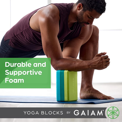 Gaiam Yoga Block - Supportive Latex-Free Eva Foam for Yoga, Pilates, Meditation - Non-Slip Surface