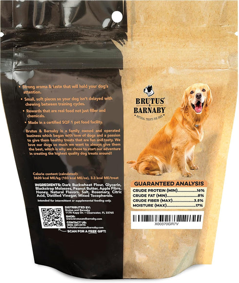 BRUTUS & BARNABY Training Treats for Dogs, Peanut Butter & Honey, All-Natural Healthy Low Calorie Treat