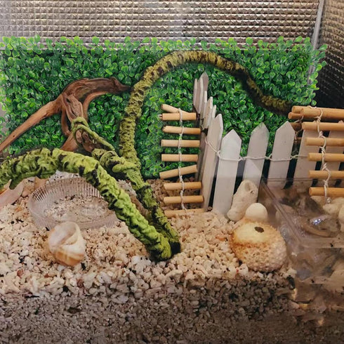 Rainmae Hermit Crab Climbing Toys, Faux Grass Mat, Plastic Plants Lawn for Gecko Reptile Lizard 10 x 10 Inch.