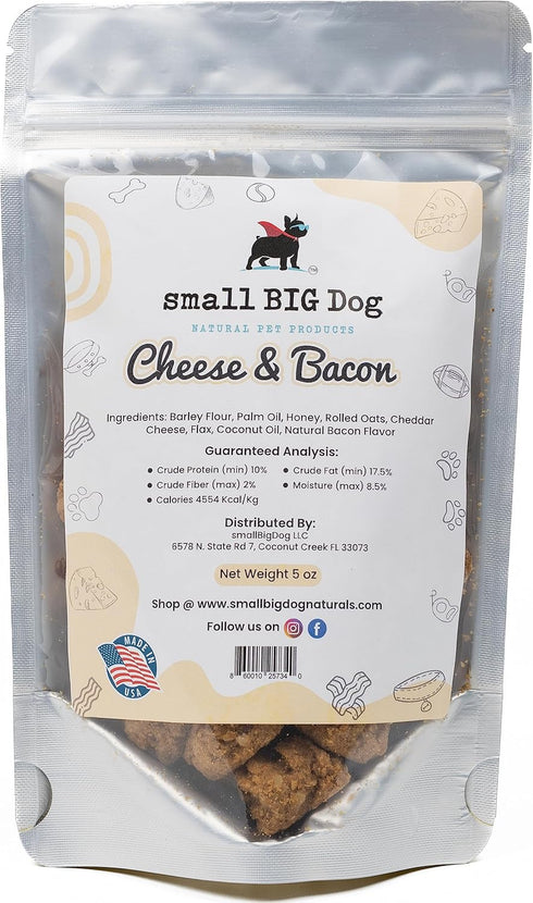 Cheese & Bacon Treats, 5 oz - Soft, Wheat-Free, 100% Natural Ingredients, Great for Senior Dogs
