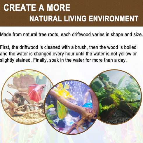 kathson 4Pcs Aquarium Driftwood, 3.5"-7" Small Natural Wood Decoration for Fish Tank Ornament