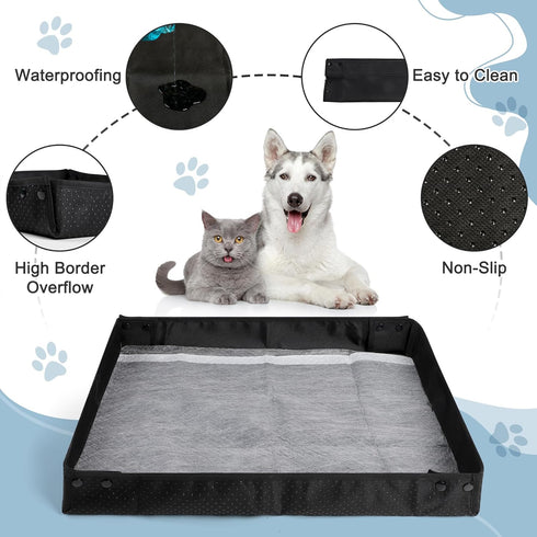 Large(37"x31"x2") Leekalos Portable Dog Pee Pads Holder for Travel, Puppy Pad Holder Foldable Liner Base, Dogs Litter