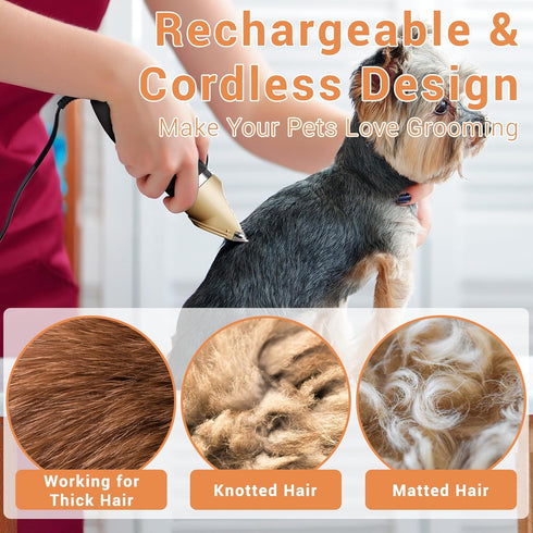 Sminiker Professional Rechargeable Cordless Dogs Cats Horse Grooming Clippers - Professional Pet Hair Clippers
