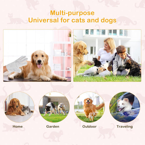 Pet Grooming Glove, Gentle Deshedding Brush Glove, Enhanced Five Finger Design for Dog & Cat with Long & Short Fur