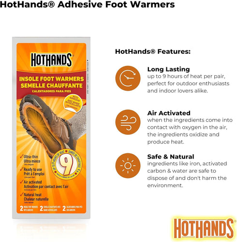 HotHands Insole Foot Warmers - 16 Pair, Black - Long Lasting Odorless Air Activated Warmers