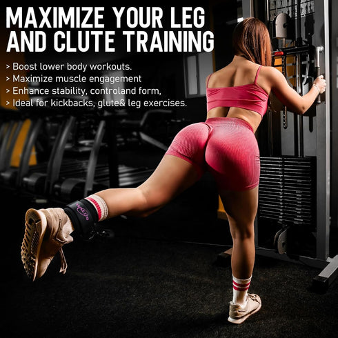 WALITO Gym Ankle Straps for Working Out, Glute Ankle Cuff Kickback Strap for Women, Gym Cable Machine Accessories