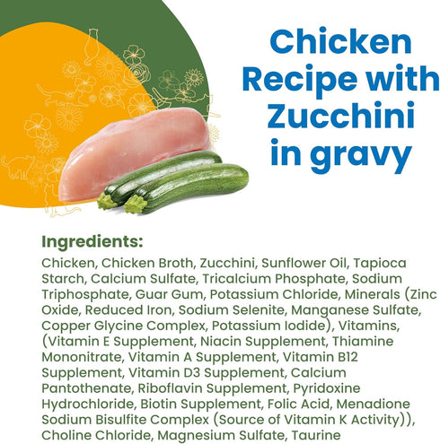 almo nature HQS Complete Chicken Recipe with Zucchini in Gravy Wet Cat Food, 70 g / 2.47 oz x 24, Blue