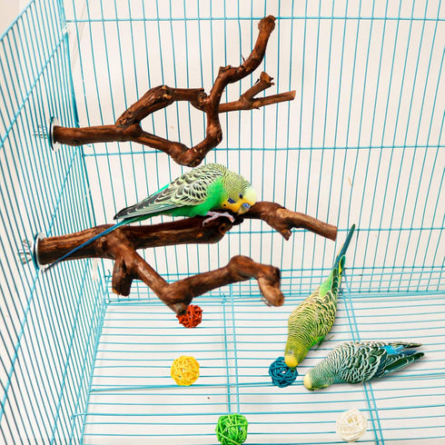 2 Packs Parrot Bird Perches - Natural Wild Grape Stick Grinding Paw Climbing Cage Accessories Toy for 3-4 Parakeets